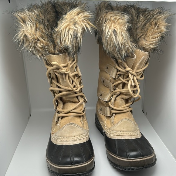 Sorel Joan of Artic Women's Tan Suede Faux Fur Waterproof Winter Boots Size 7 - Picture 4 of 12